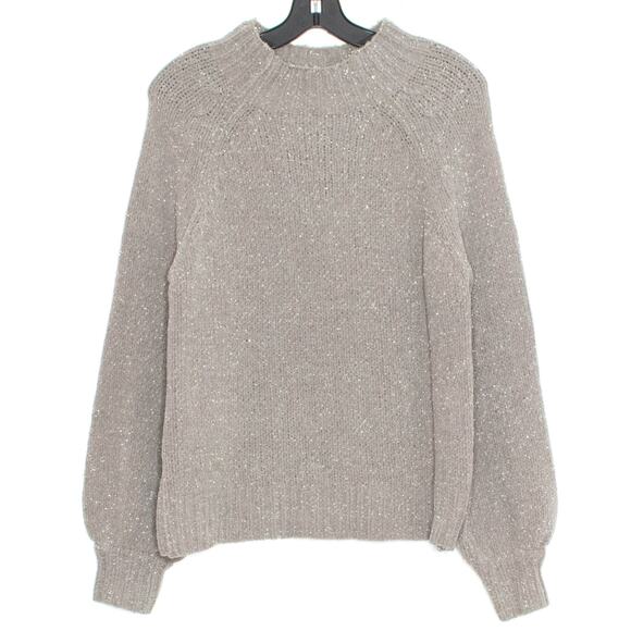 NWT Mud Pie Womens Sweater Minimalist Cozy Preppy Causal Mock Neck Gray Small IS - Picture 1 of 4